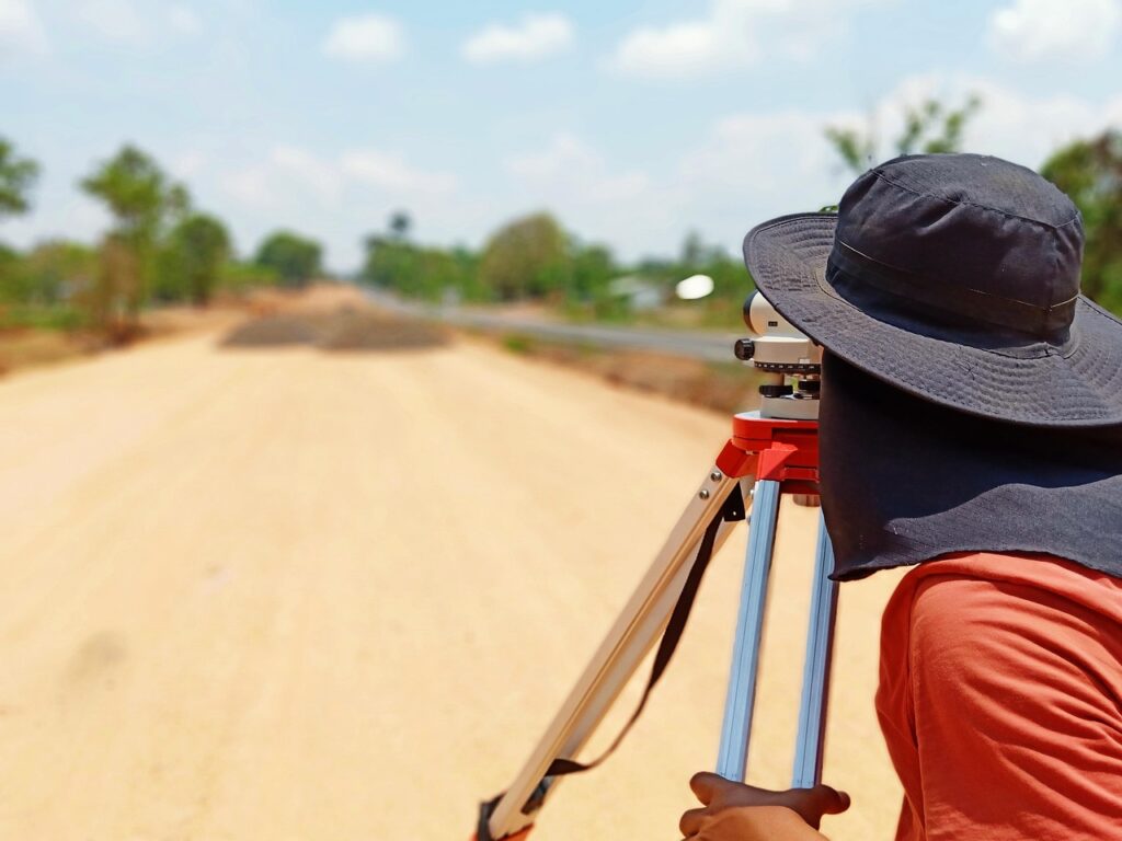 Land Surveyor in construction site